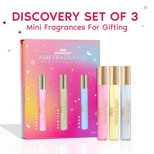 Nykaa Wanderlust Discovery Set of 3 Mini EDPs for Gifting - Vanilla, Fruity, Aqua- Bestseller