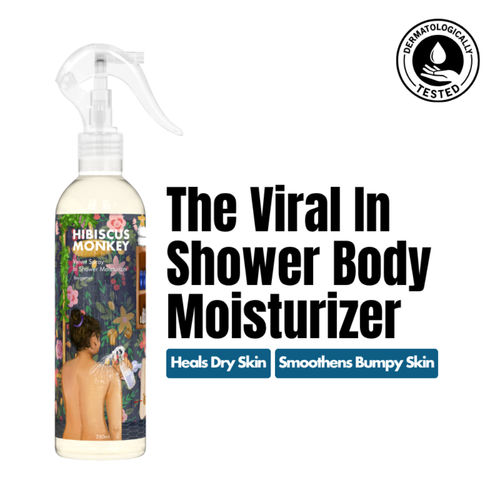 Hibiscus Monkey Velvet Spray Bergamot In-Shower Body Moisturizer, 100% Natural for Dry Skin