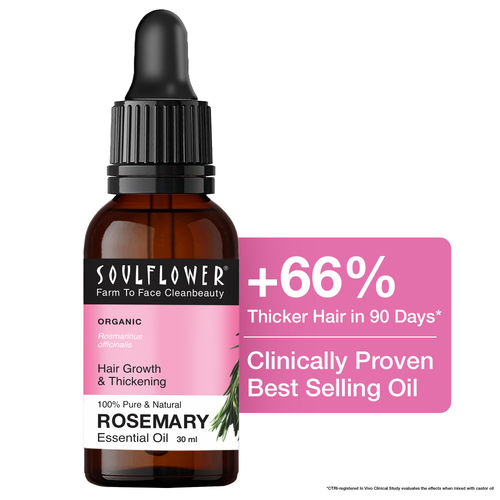 Soulflower Rosemary Essential Oil 100% Pure and Natural for Moisturising Skin, Hair Nourishment