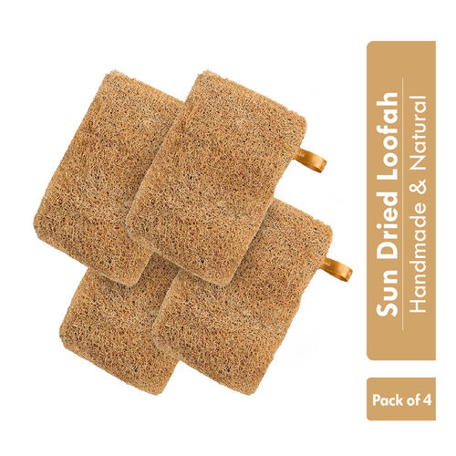 Nat Habit Natural Sun Dried Bath Loofah, Body Sponge, Scrubber for Men & Women, Sustainable Handmade