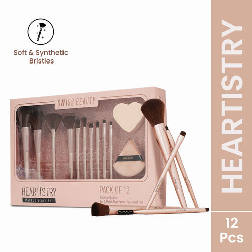 Swiss Beauty Heartistry Makeup Brush Set Of 12 For Face, Eyes & Lips