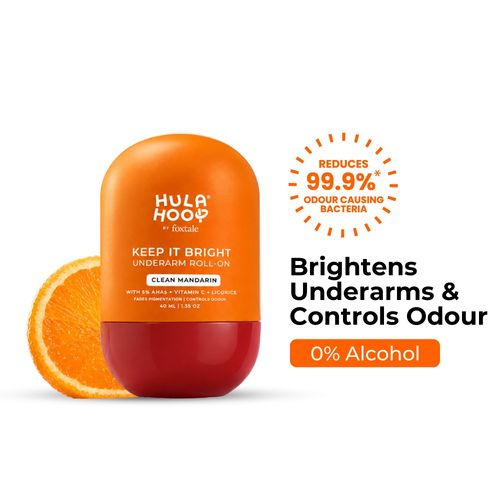 Foxtale Hula Hoop 5% AHA Underarm Roll On, Reduces Pigmentation , 48Hr Odour Control, Citrus Scent