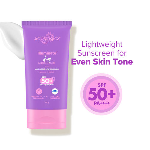 Aqualogica Illuminate+ Dewy Lightweight Sunscreen Gel SPF 50+ PA++++ for All Skin Types