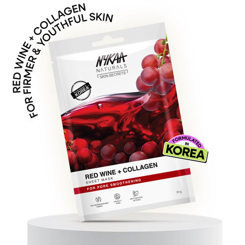Nykaa Skin Nykaa Naturals Korean Sheet Mask – Red Wine & Collagen For Pore Smoothening & Glow