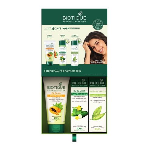 Biotique Advanced Ayurveda Face Wash, Toner & Moisturizer A Daily Skin Care Essential Gift Set