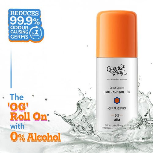 Chemist at Play 5% AHA Underarm Roll On Lactic Acid Deodrants for Men & Women Aqua Fragrance