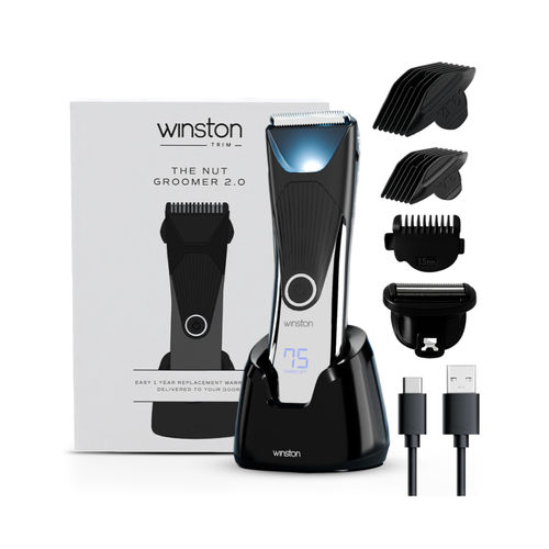 Winston Rechargeable Nut Groomer 2.0 for Men's Body and Ball Trimmer with Charging Doc