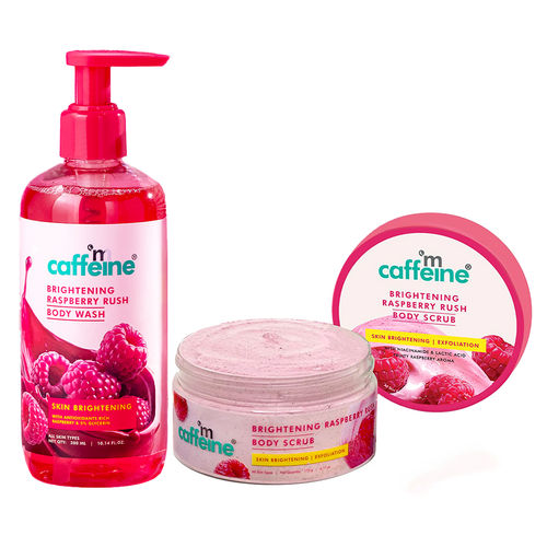 MCaffeine Brightening Raspberry Rush Body Scrub & Body Wash Combo