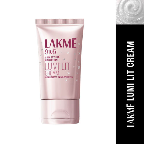 Lakme 9 To 5 Lumi Lit Cream Highlighter + Moisturizer +Primer With Hyaluronic Acid & Niacinamide Silver Shimmer