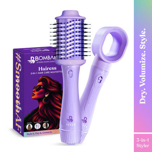 Bombae Hairess Ionic 3-In-1 Hot Air Brush Hair Dryer, Volumizer & Straightener