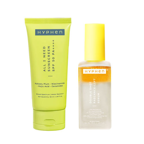Hyphen Daily Care Routine With SPF Protection & 18% Brightening, 20% Collagen Double Serum