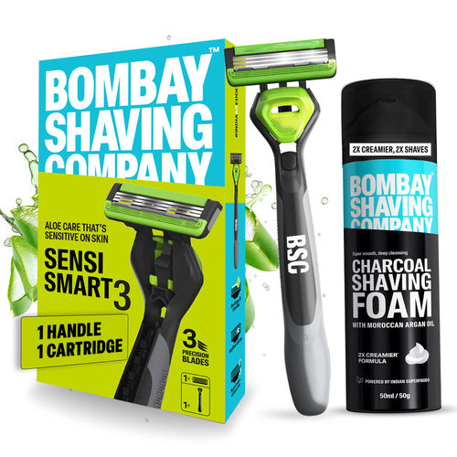 Bombay Shaving Company Sensi Smart 3 + Charcoal Foam Combo