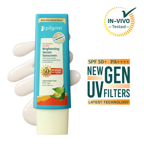 Pilgrim 5% Vitamin C Complex Brightening Serum Sunscreen SPF50+PA++++ In-Vivo tested No White Caste