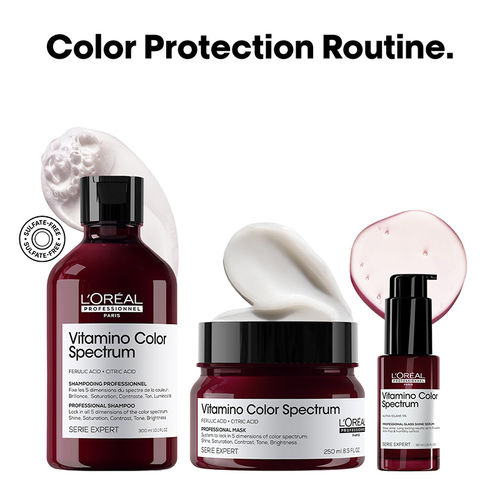 L'Oreal Professionnel L'Oréal Professionnel Vitamino Color Spectrum Shampoo, Hair Mask & Glass Shine Serum Combo