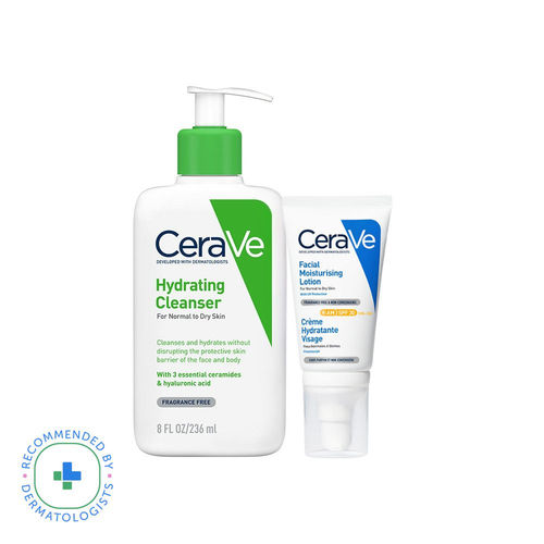 CeraVe Hydrating Facewash & AM Moisturizing Lotion with SPF 30 Combo - Morning Regime