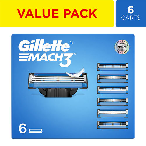 Gillette Mach 3, Shaving Razor Blades For Men, 6 Cartridges, Value Pack