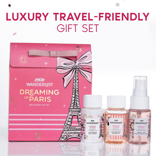 Nykaa Wanderlust Dreaming of Paris Mini Gift Set - Shower Gel, Lotion, Mist Champagne & Berries