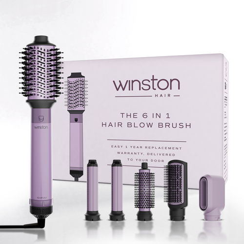 Winston 6 In 1 Hair Blow Brush Multi Styler For All Hair Types- Purple