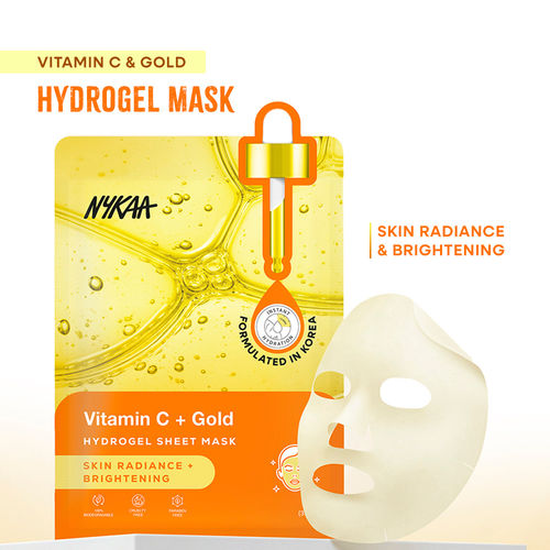 Nykaa Skin Vitamin C + Gold Hydrogel Sheet Mask, Reduces Dark Spots & Brightens Skin Tone