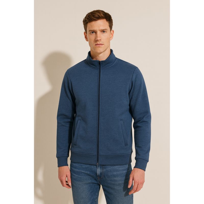 Parcel Yard Men's Winter Wear Zipper Blue Sweatshirt (M)