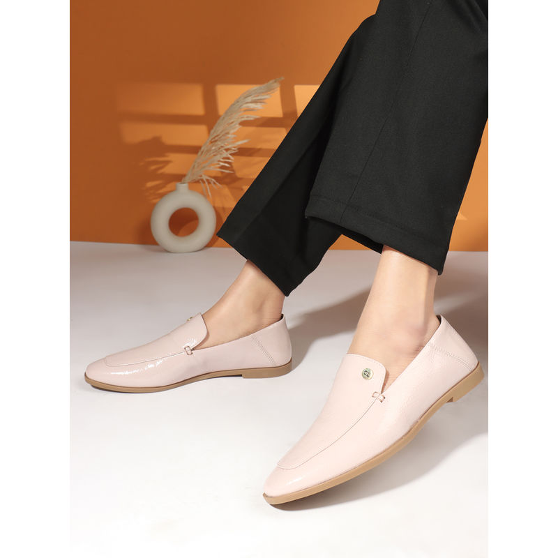 Carlton London Pink Solid Slip-On Women Loafers (EURO 39)