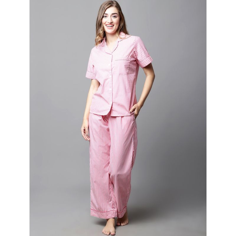 Pink and white striped pajamas outlet