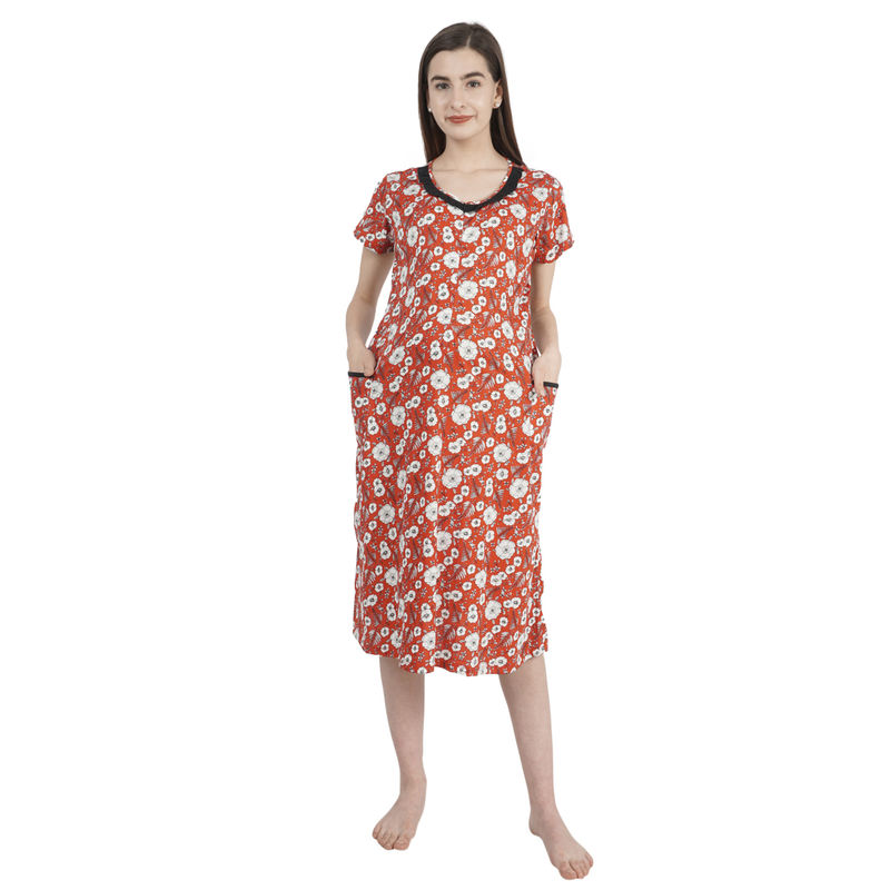Morph Maternity Red Floral Nursing Night Gown (S)