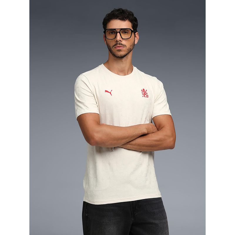 Puma Rcb 2026 Men's Cream Jacquard T-Shirt (M)