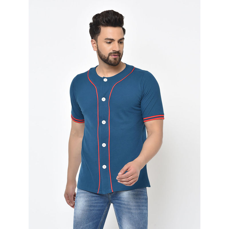 Aesthetic Bodies Trendy Blue Round Neck Men T-Shirt (L)