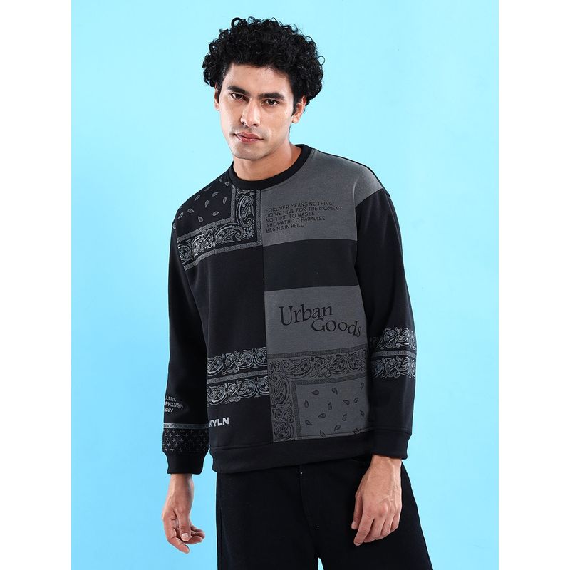 The Indian Garage Co Men Black Printed Relaxed Fit Sweatshirt (L)
