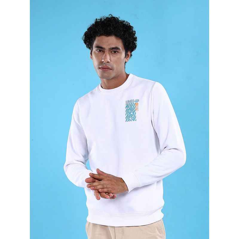 The Indian Garage Co Men White Printed Regular Fit Sweatshirt (M)
