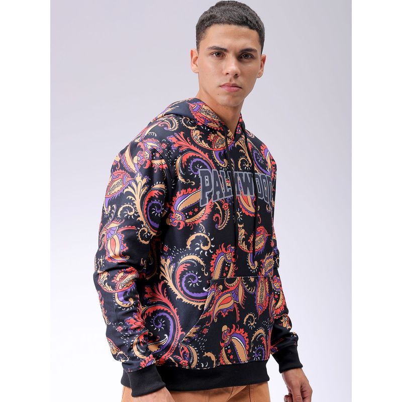 The Indian Garage Co Men Black Printed Regular Fit Hoodie (M)