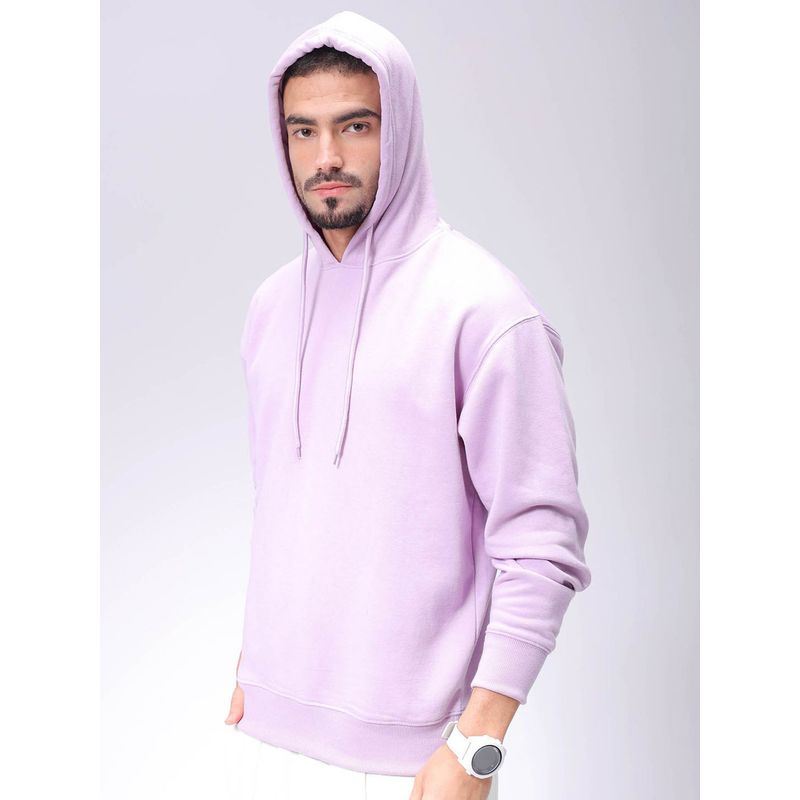 The Indian Garage Co Men Purple Solid Oversized Fit Hoodie (S)