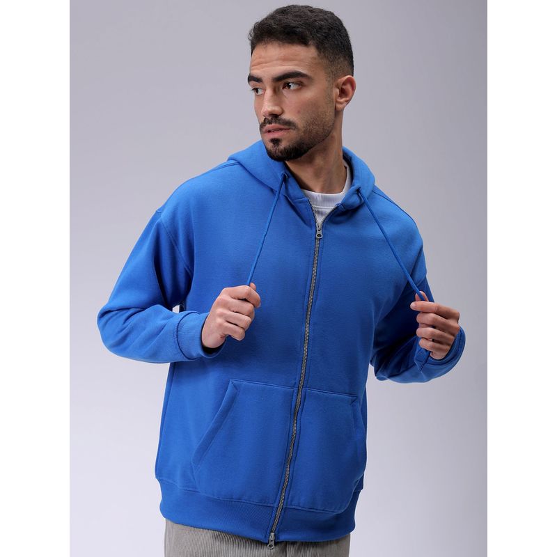 The Indian Garage Co Men Blue Solid Relaxed Fit Hoodie (S)