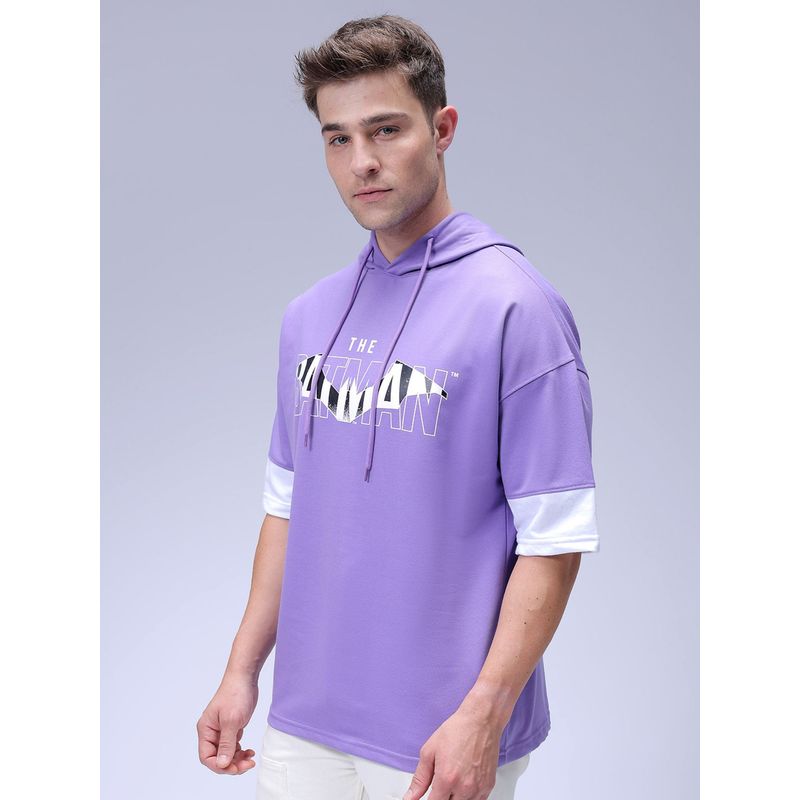 The Indian Garage Co Men Oversized Fit Batman Printed Overhead Hooded Sweatshirt (S)