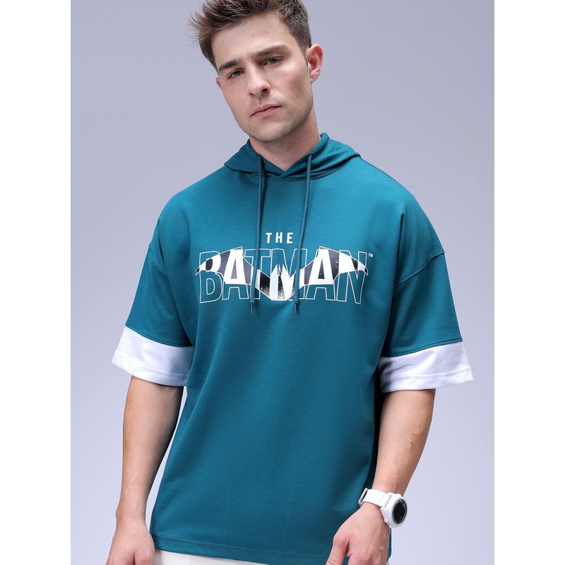 The Indian Garage Co Men Oversized Fit Batman Printed Overhead Hooded Sweatshirt (S)