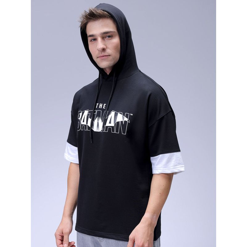 The Indian Garage Co Men Oversized Fit Batman Printed Overhead Hooded Sweatshirt (S)