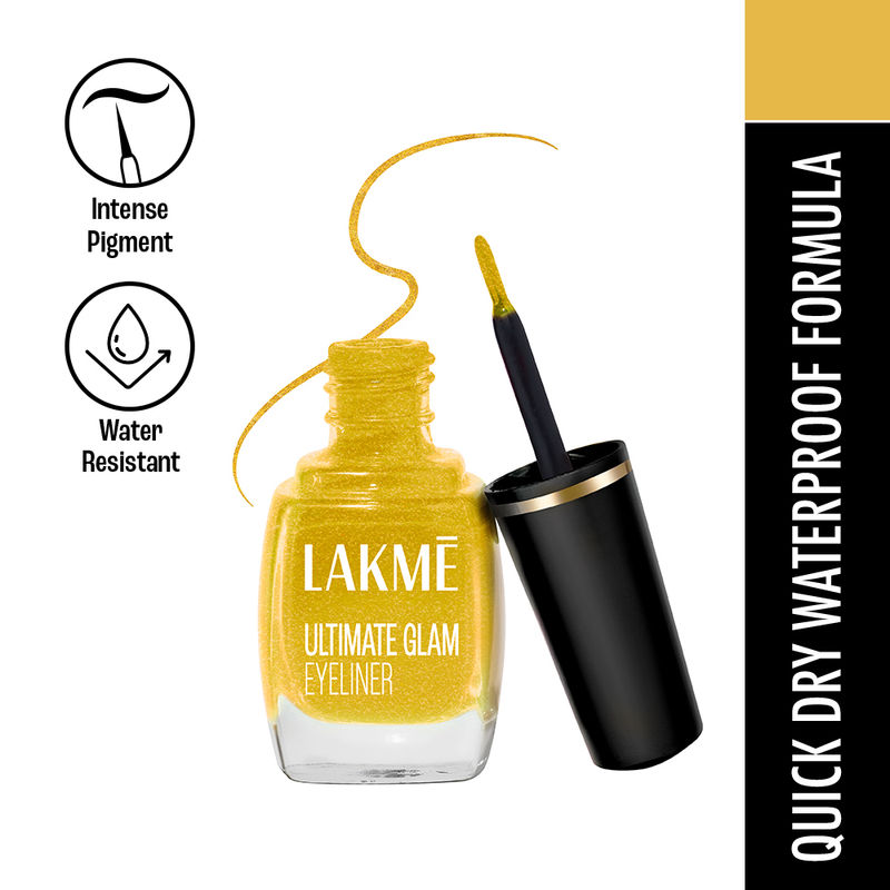Lakme Ultimate Glam Eye Liner, Semi Matte, Waterproof, Smudgeproof, Quick Drying , Golden