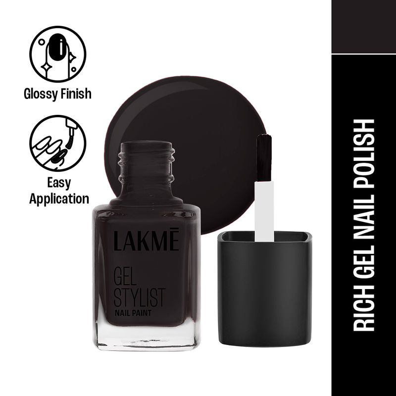 Lakme Absolute Gel Stylist Nail Color, Easy Application & High Gloss Finish , Carbon