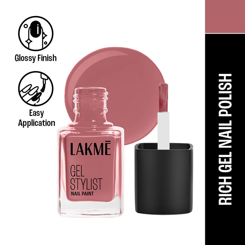 Lakme Absolute Gel Stylist Nail Color, Easy Application & High Gloss Finish , Dusty Rose