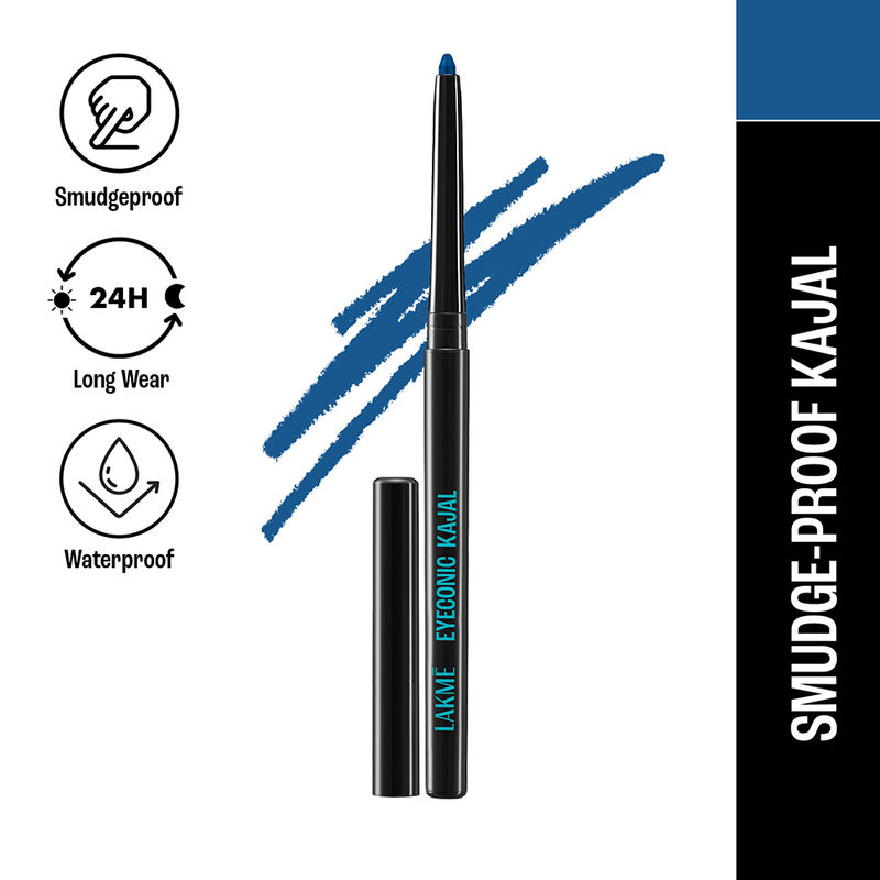 Lakme 9 To 5 Eyeconic Kajal, Smudgeproof, Waterproof, Lasts Upto 24 Hrs , Midnight Blue