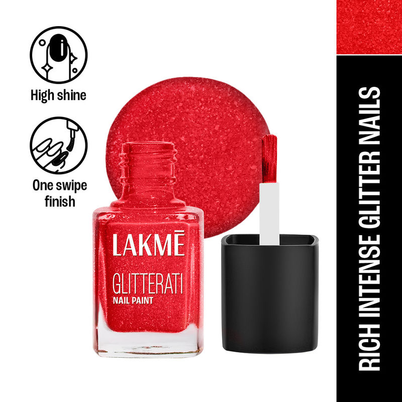 Lakme Glitterati Collection Nail Paint For High Glam, Fireball 114