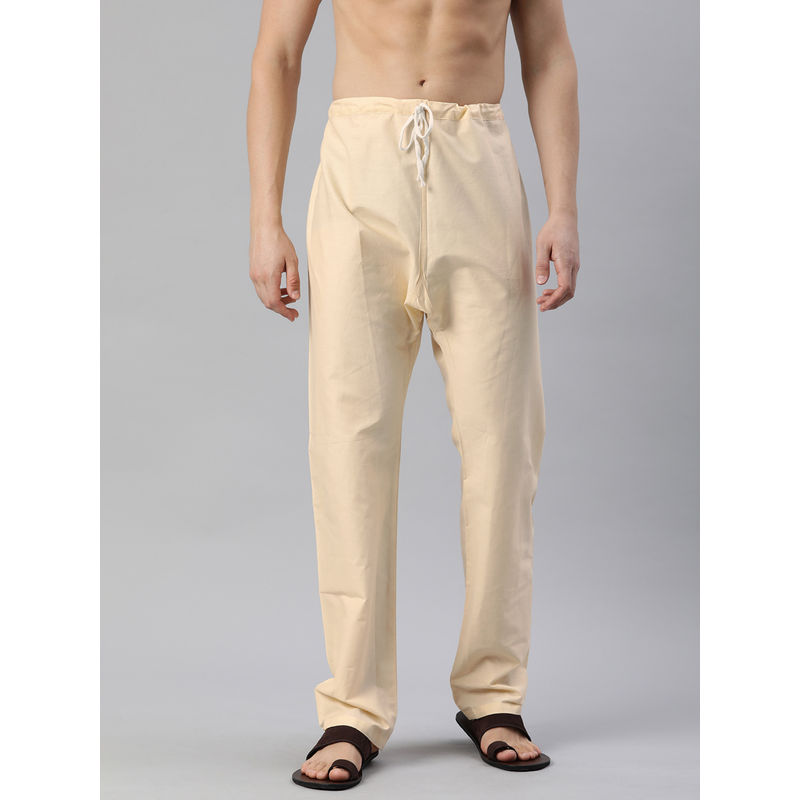 Manthan Beige Cotton Solid Pyjama for Men (S)