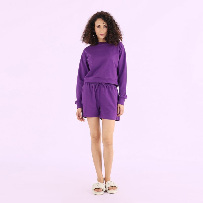 Nite Flite Puducherry Purple Co-ord Shorts Set (L)