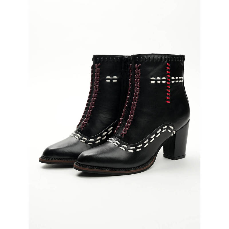 Theater Women Puppet Master Black Block Heel Winter Boots (EURO 35)