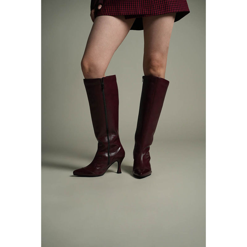 Theater Women Sabrina Burgundy Block Heel Winter Boots (EURO 38)