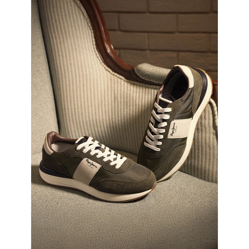 Pepe Jeans Khaki and Green Anti-Skid Fashion Sneakers (EURO 43)