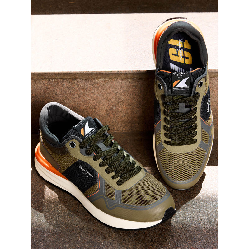 Pepe Jeans Khaki and Green Anti-Skid Fashion Sneakers (EURO 42)