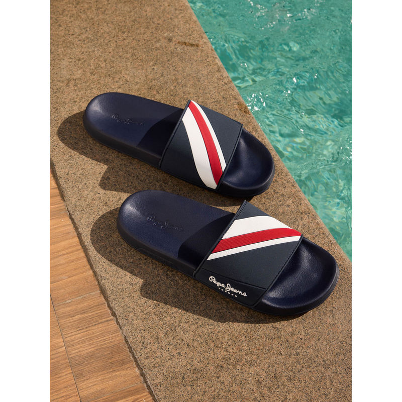 Pepe Jeans Navy Blue Lightweight Textured Beach Sliders (EURO 43)