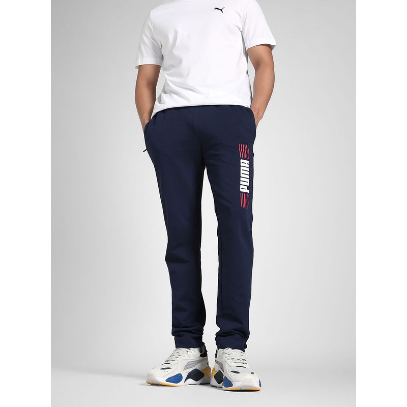 Puma ESS Zippered Graphic Men Blue Trackpant (S)